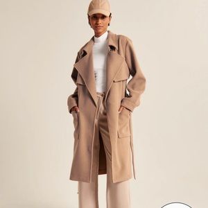 Abercrombie & Fitch Brown Wool-Blended Trench Cost NEW WITH TAGS, SIZE SMALL